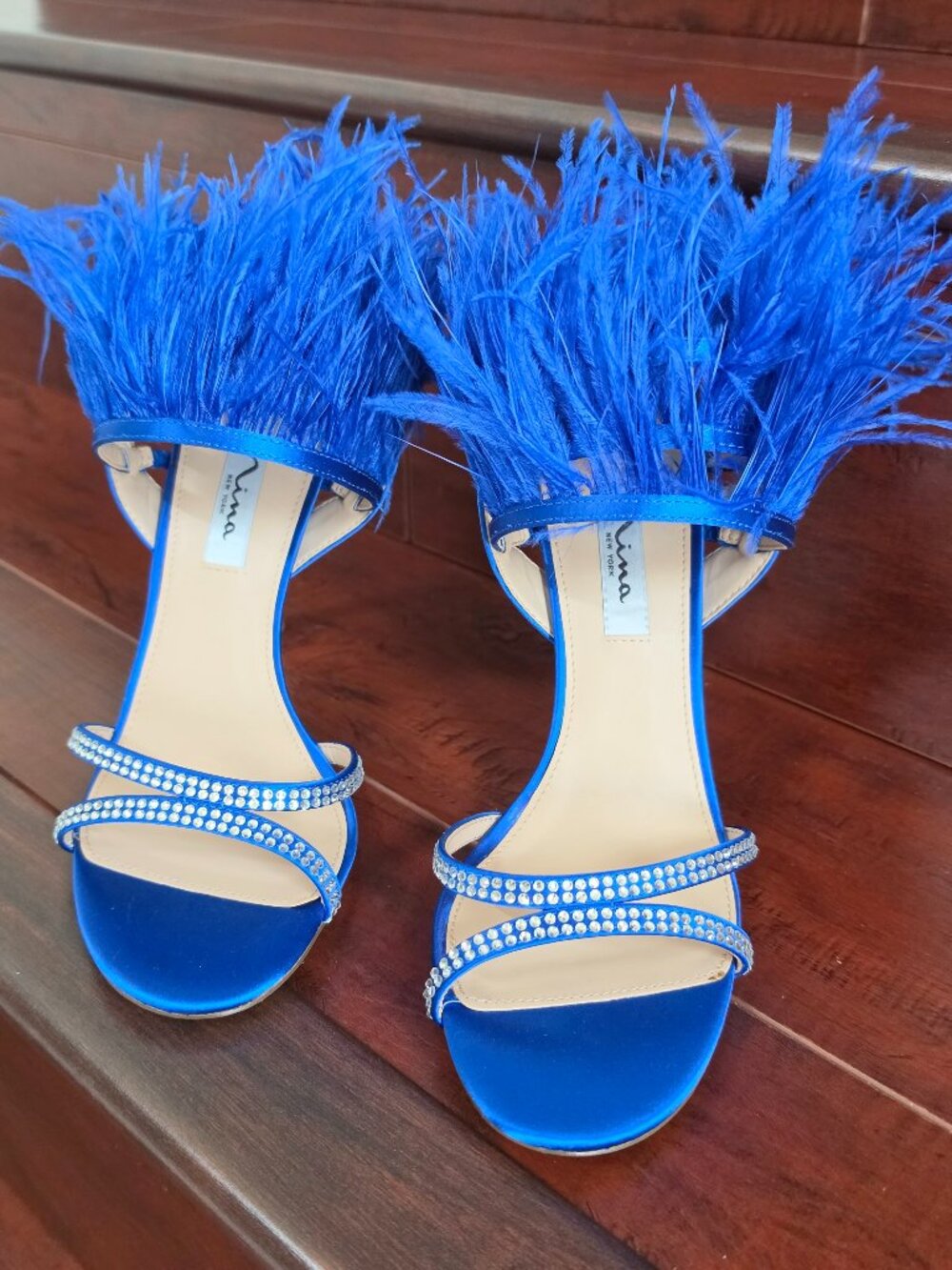 Dalva Electric Blue Feather Sandals